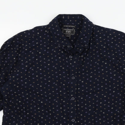 F&F Mens Blue Geometric   Button-Up Size M