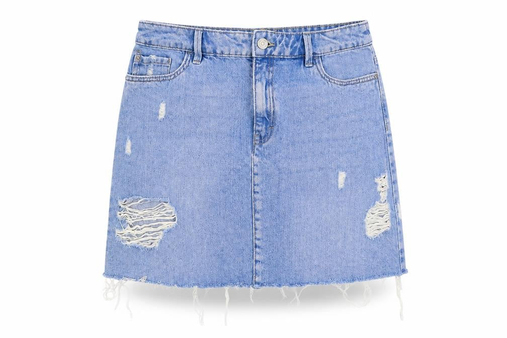 F&F Womens Blue   A-Line Skirt Size 10  - Ripped details