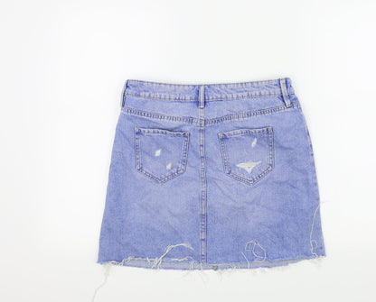 F&F Womens Blue   A-Line Skirt Size 10  - Ripped details
