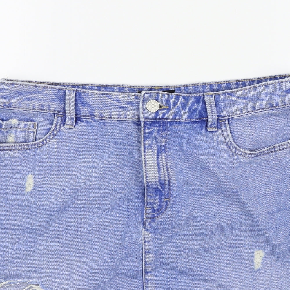 F&F Womens Blue   A-Line Skirt Size 10  - Ripped details