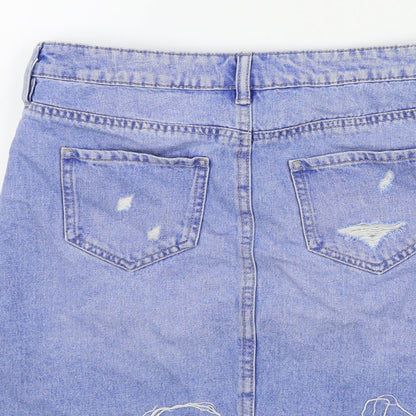 F&F Womens Blue   A-Line Skirt Size 10  - Ripped details
