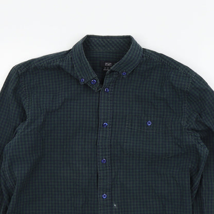 F&F Mens Green Check   Button-Up Size M