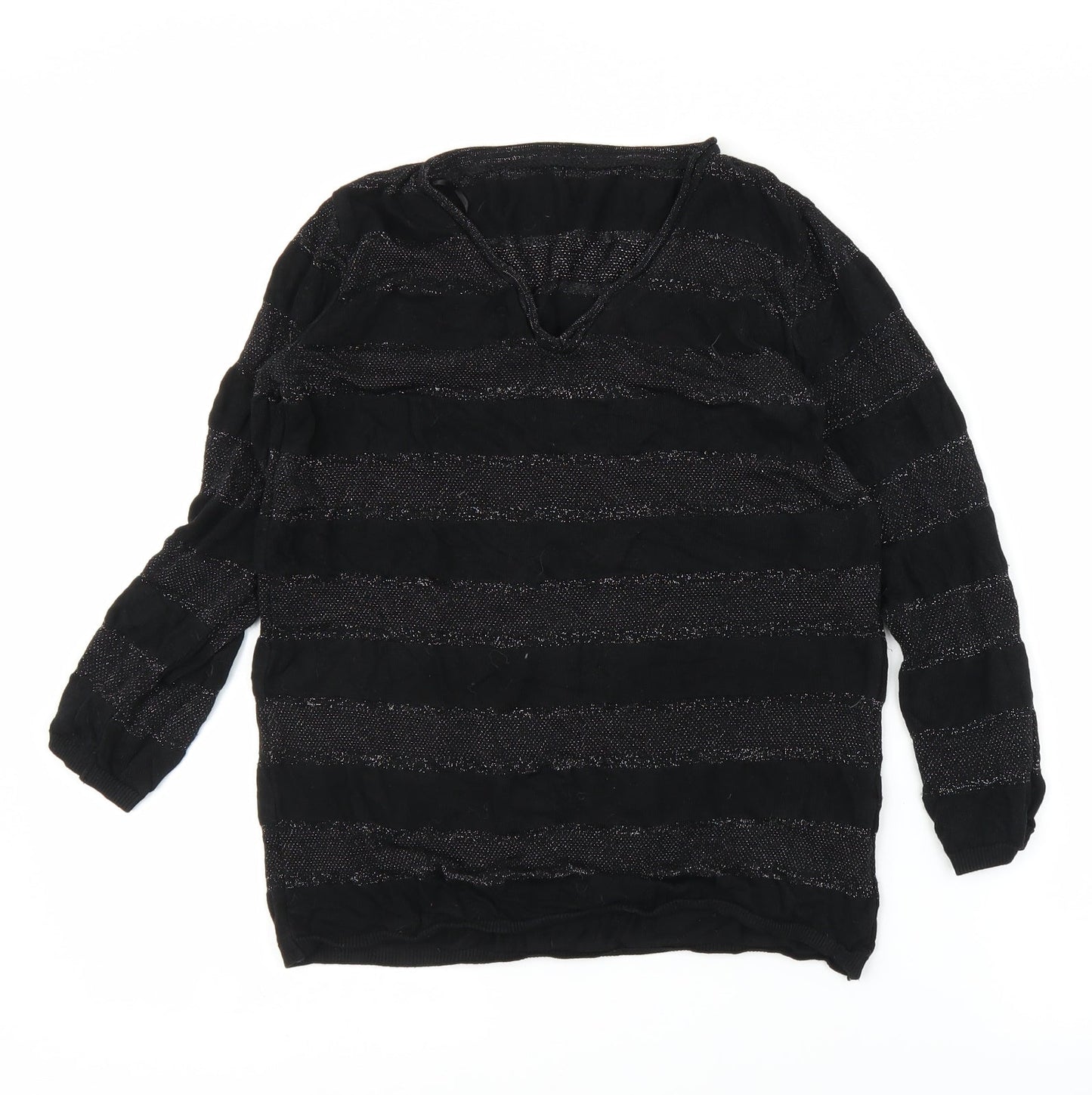George Womens Black Striped  Pullover Jumper Size 10