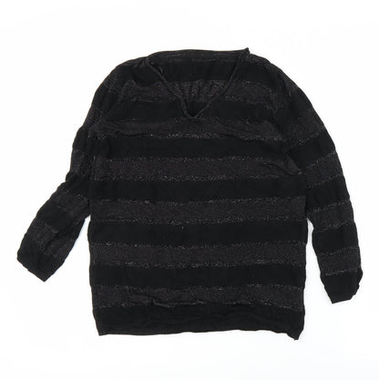 George Womens Black Striped  Pullover Jumper Size 10