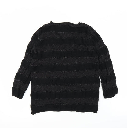 George Womens Black Striped  Pullover Jumper Size 10