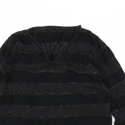 George Womens Black Striped  Pullover Jumper Size 10