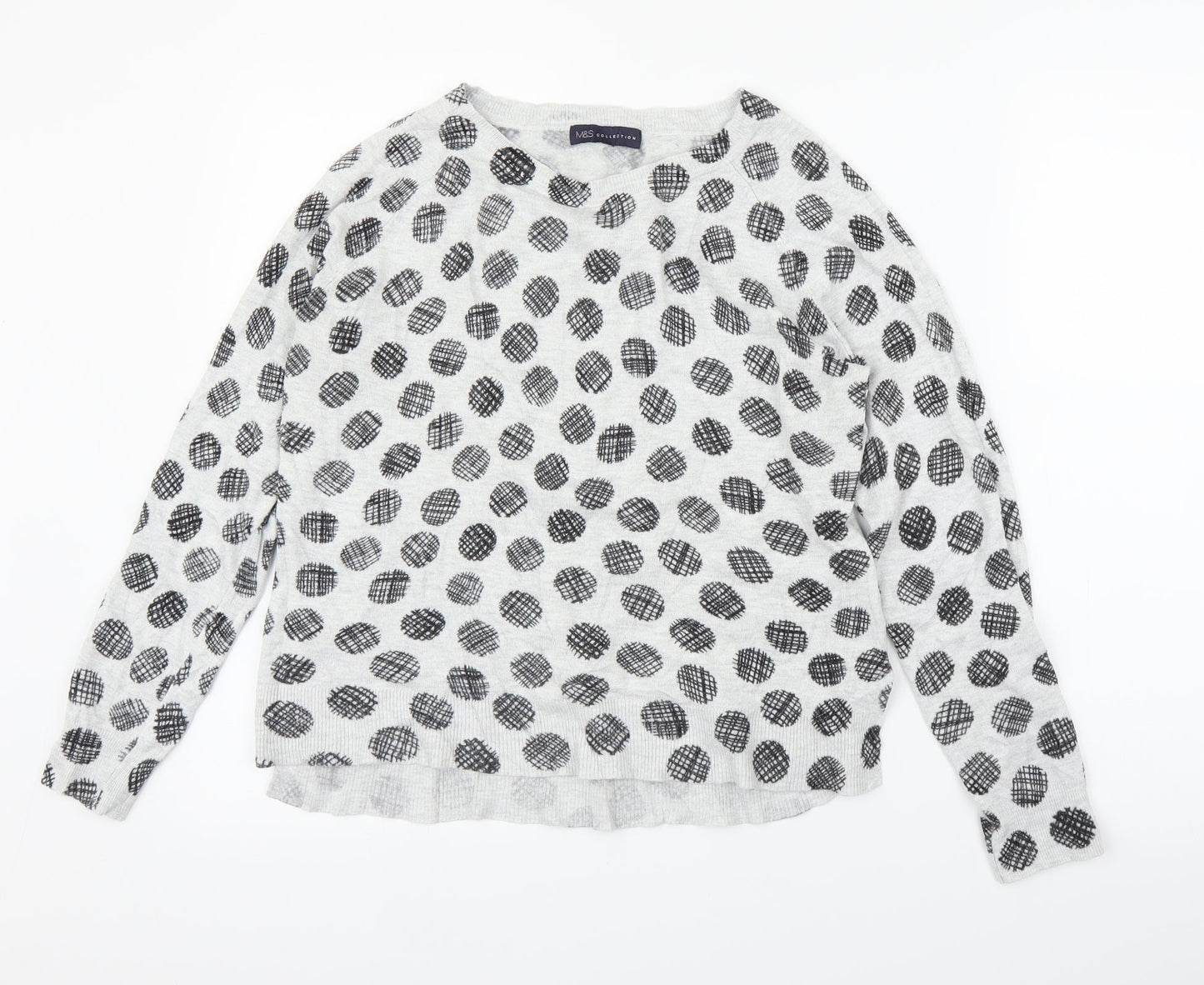 M&S Womens Grey   Pullover Jumper Size 12  - Circle pattern