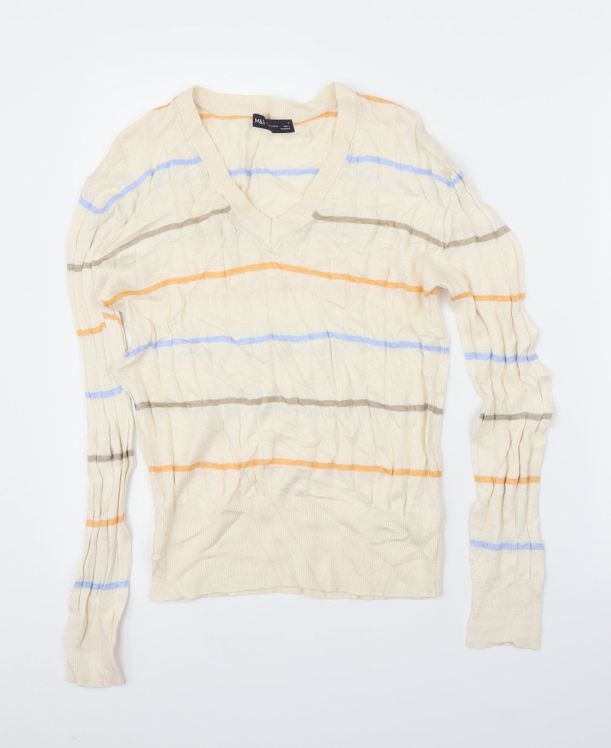Marks & Spencer Womens Beige Striped  Pullover Jumper Size S