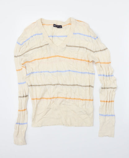 Marks & Spencer Womens Beige Striped  Pullover Jumper Size S