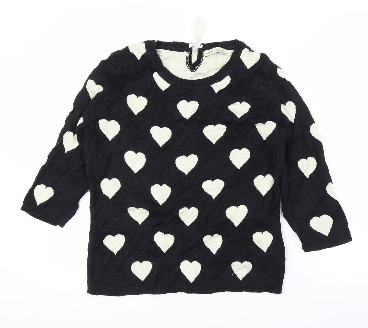 Next Womens Black   Pullover Jumper Size 10  - Loveheart