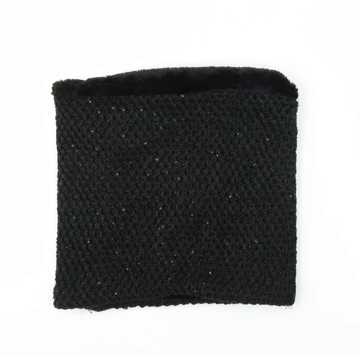 Additional front view of Preworn unisex black shawl/wrap - snood