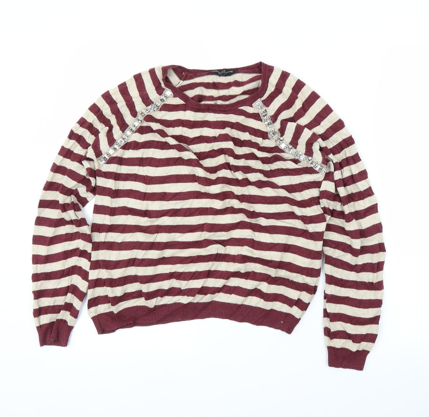 Dorothy Perkins Womens Purple Striped  Pullover Jumper Size 16