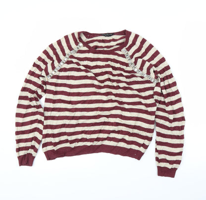 Dorothy Perkins Womens Purple Striped  Pullover Jumper Size 16