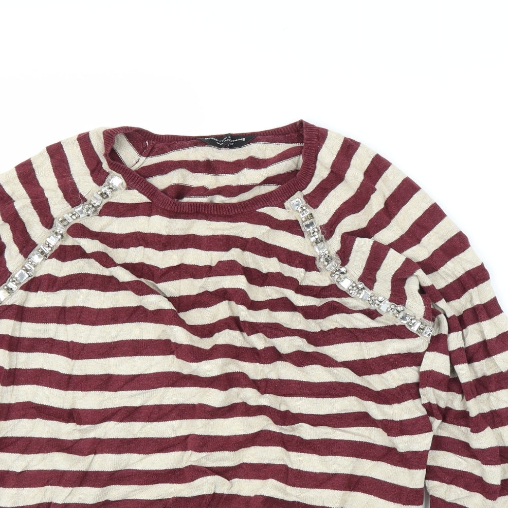 Dorothy Perkins Womens Purple Striped  Pullover Jumper Size 16