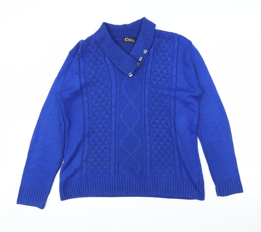 CHIC Womens Blue   Pullover Jumper Size M