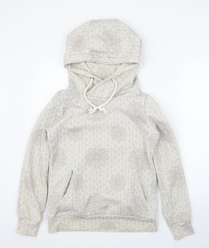 Rock Angel Womens Beige Floral  Pullover Hoodie Size M