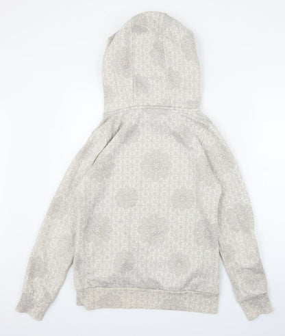 Rock Angel Womens Beige Floral  Pullover Hoodie Size M