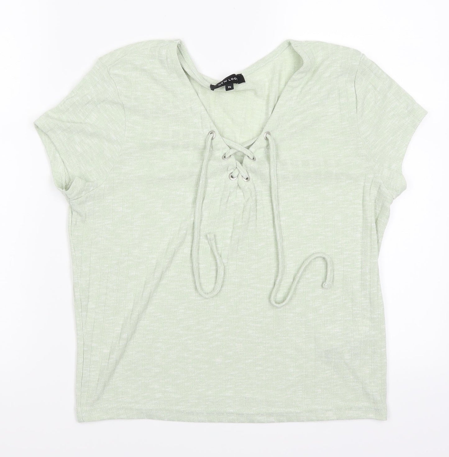 Womens UK Size 14 New Look Green Basic T-Shirt