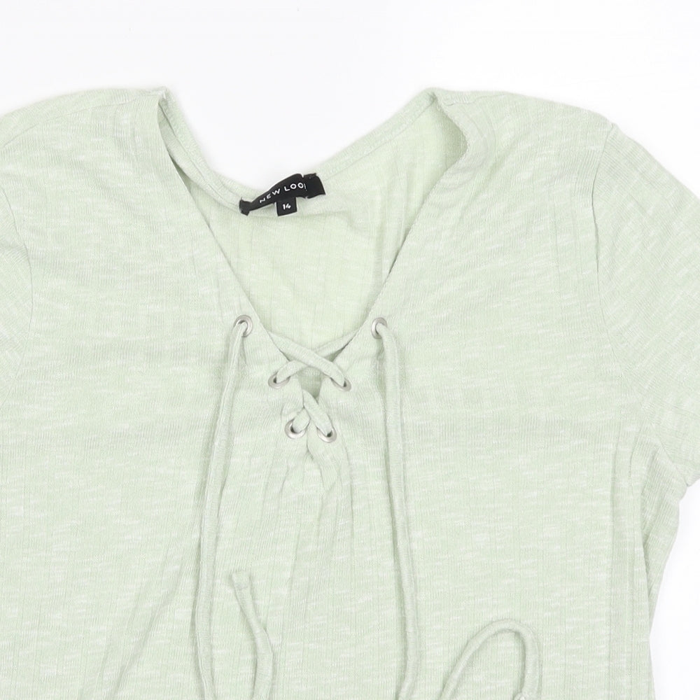 Womens UK Size 14 New Look Green Basic T-Shirt