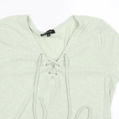 Womens UK Size 14 New Look Green Basic T-Shirt