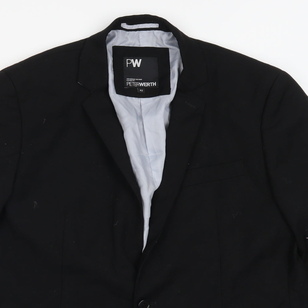 Peter Werth Mens Black   Jacket Suit Jacket Size 42