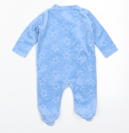 So Cute Boys Blue Solid  Babydoll Bodysuit Size 0-3 Months  - Skateboarding Dinosaur