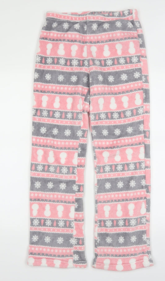 Matalan Womens Pink Geometric  Trousers  Size S L29 in - Christmas Prints Loungewear