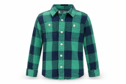 Baby Gap Boys Green Plaid  Basic Button-Up Size 4 Years