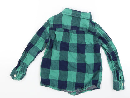 Baby Gap Boys Green Plaid  Basic Button-Up Size 4 Years