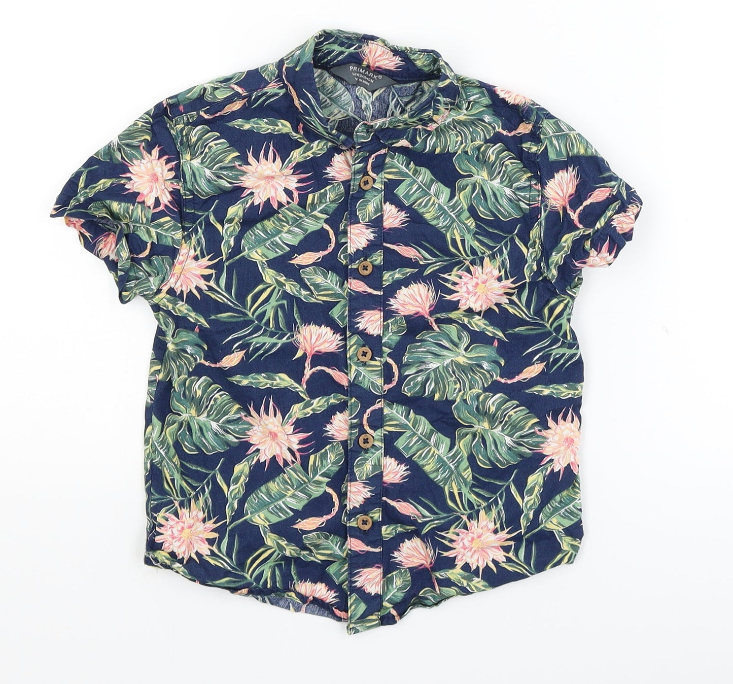 Primark Boys Blue Floral  Basic Button-Up Size 3-4 Years