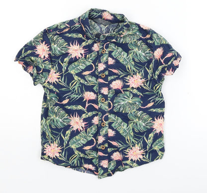 Primark Boys Blue Floral  Basic Button-Up Size 3-4 Years