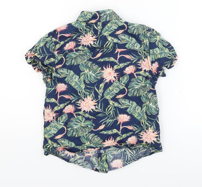 Primark Boys Blue Floral  Basic Button-Up Size 3-4 Years
