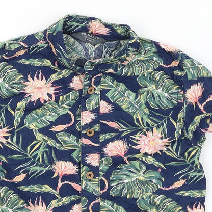 Primark Boys Blue Floral  Basic Button-Up Size 3-4 Years