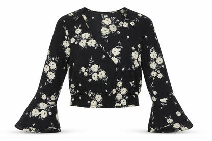 Womens UK Size 4 Divided Black Cropped Blouse