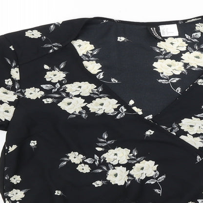 Womens UK Size 4 Divided Black Cropped Blouse