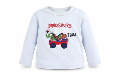Early Days Baby Blue   Basic T-Shirt Size 12 Months  - dinosaur rescue team