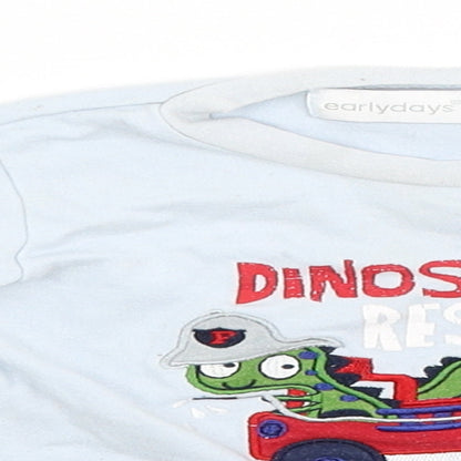 Early Days Baby Blue   Basic T-Shirt Size 12 Months  - dinosaur rescue team