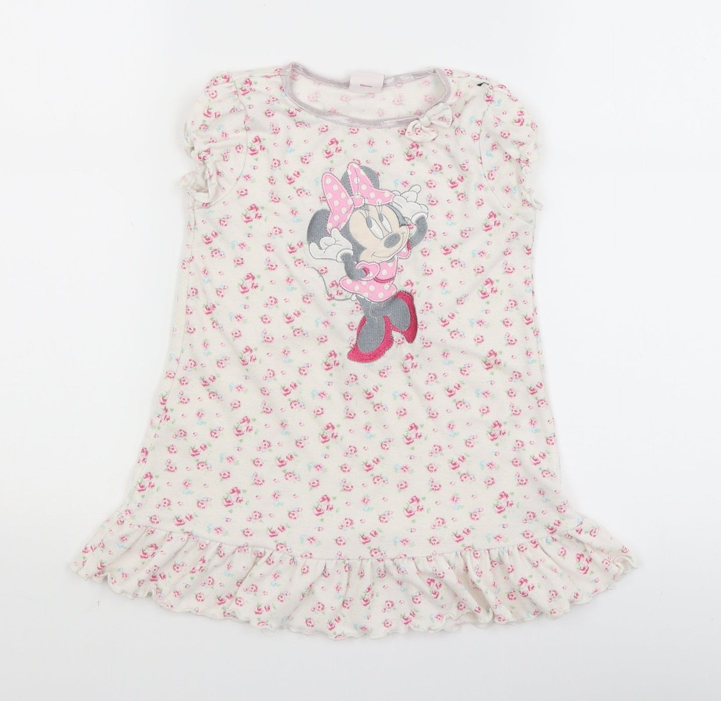 Disney Girls White Floral  T-Shirt Dress  Size 2-3 Years  - minnie mouse