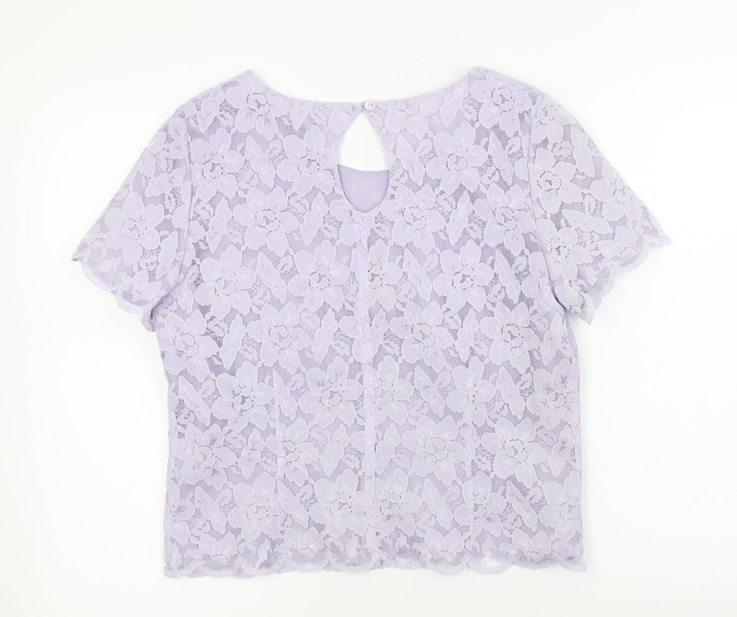 Womens UK Size 14 Fashion Purple Basic T-Shirt