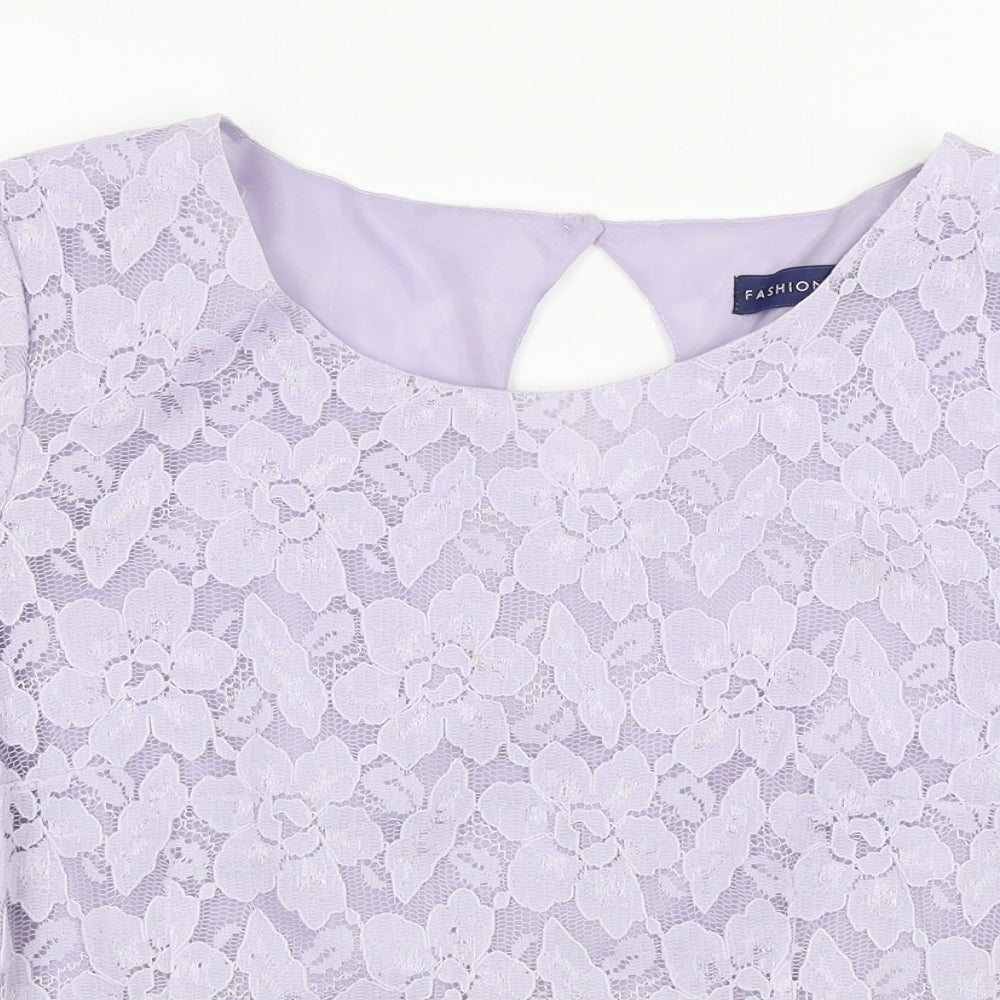 Womens UK Size 14 Fashion Purple Basic T-Shirt
