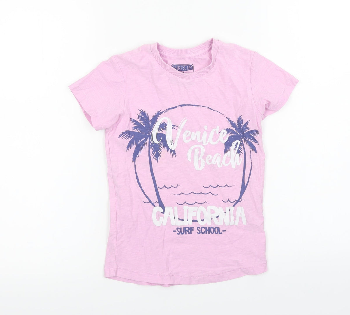 surfs up Girls Pink   Basic T-Shirt Size 5 Years