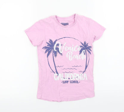 surfs up Girls Pink   Basic T-Shirt Size 5 Years