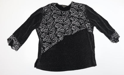 emark Womens Black Geometric  Basic Blouse Size 3XL