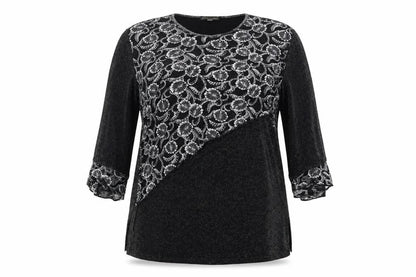 emark Womens Black Geometric  Basic Blouse Size 3XL
