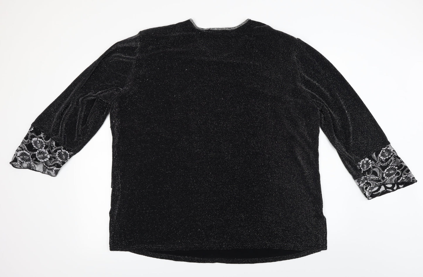 emark Womens Black Geometric  Basic Blouse Size 3XL