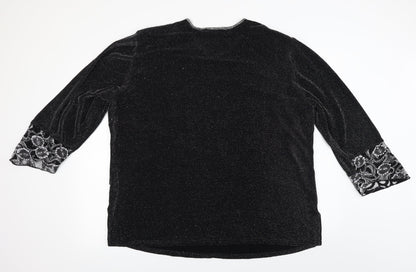 emark Womens Black Geometric  Basic Blouse Size 3XL