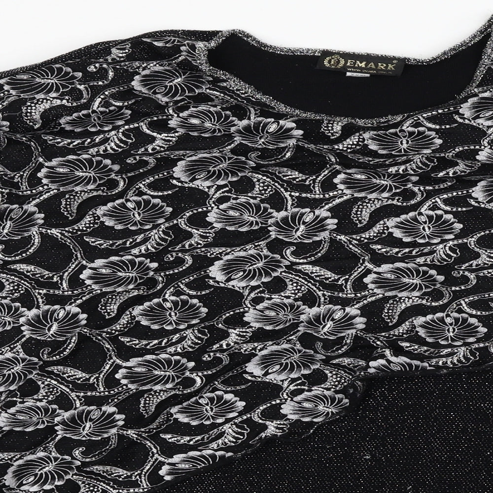 emark Womens Black Geometric  Basic Blouse Size 3XL