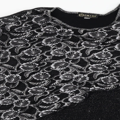emark Womens Black Geometric  Basic Blouse Size 3XL