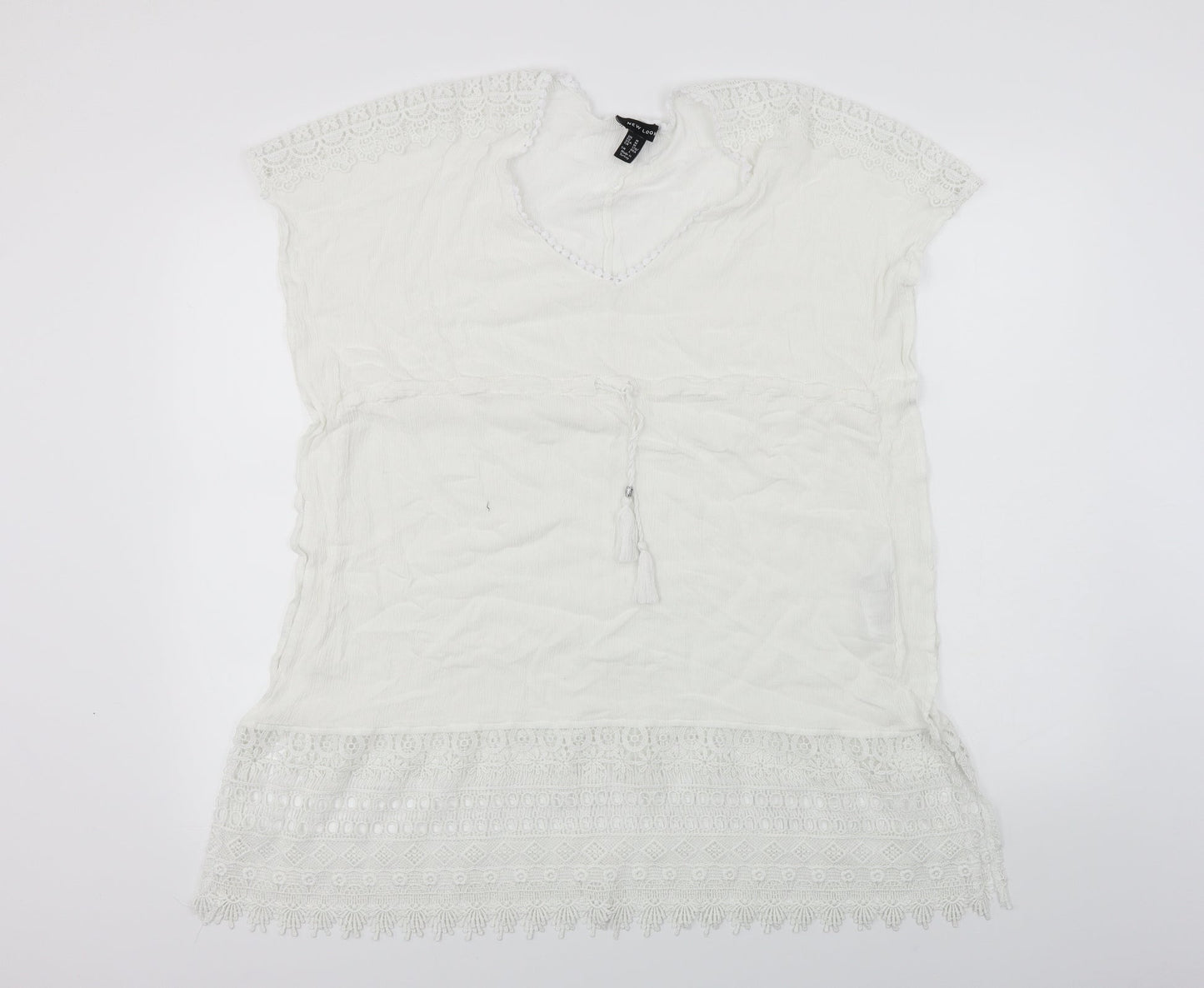 Womens UK Size M New Look White Basic T-Shirt