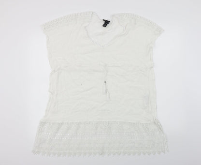 Womens UK Size M New Look White Basic T-Shirt